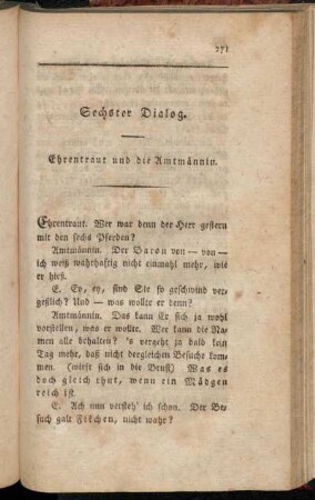 Sechster Dialog. Ehrentraut und die Amtmännin.