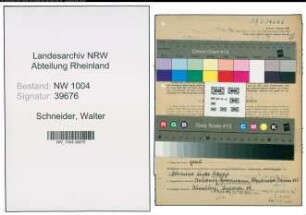 Entnazifizierung Walter Schneider , geb. 12.05.1892 (Huettendirektor)
