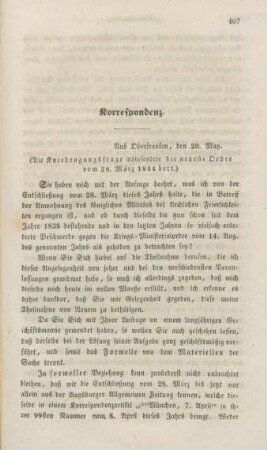 407-417 Korrespondenz : die Kniebeugungsfrage insbesondere die neueste Ordre vom 28. März 1844 betr.