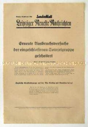 Sonderblatt der "Leipziger Neuesten Nachrichten" zum Kriegsverlauf an der Ostfront