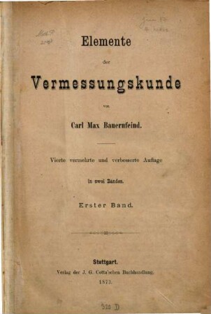 Elemente der Vermessungskunde : in 2 Bänden, 1
