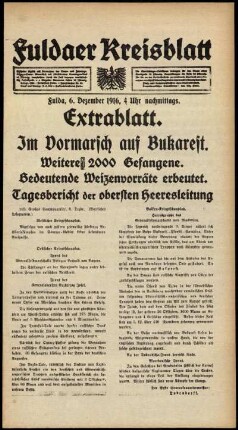 Erste Ausgabe vom Mittwoch, den 06. Dezember 1916.