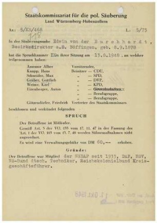 Burchhardt, Edwin von der