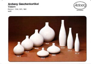 Produktblatt "Arzberg Geschenkartikel / Vasen / Formen: 1300, 1301, 1302 / weiß"
