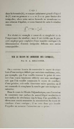 Sur le rayon de courbure des coniques.
