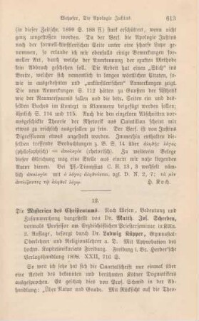 613-616 [Rezension] Scheeben, Matthias Joseph, Die Mysterien des Christenthums