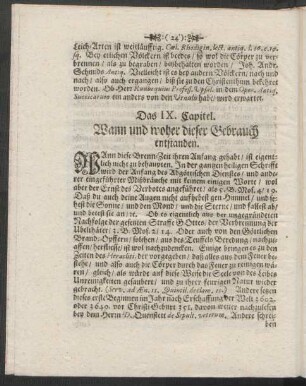 Das IX. Capitel. Wann und woher dieser Gebrauch entstanden.