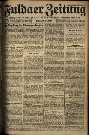 Ausgabe vom Freitag, den 16. Mai 1930.