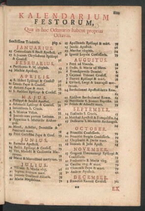 Kalendarium Festorum, ...