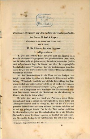 Botanische Streifzüge auf dem Gebiete der Culturgeschichte, 4. Die Pflanzen des Alten Ägyptens