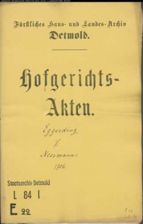 Eggerding, Töns zu Ehrsen gegen Franz Neermann zu Ehrsen - Wegegerechtigkeit