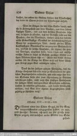 Siebente Vision Offenbar. XVII- XVIII- XIX