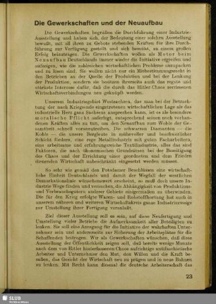 Die Gewerkschaften und der Neuaufbau