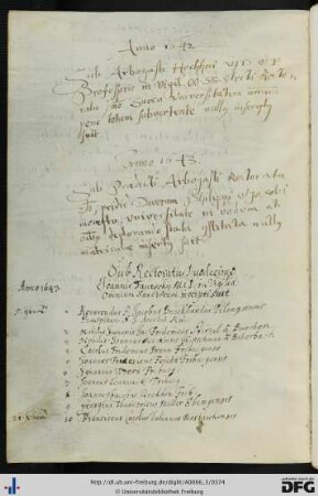 [fol. 183] Rektorat Arbogast Hocherr 1642/43