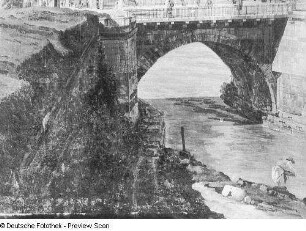 Dresden vom linken Elbufer oberhalb des Altstädter Brückenkopfes