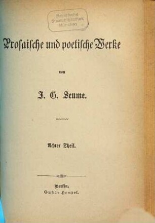 Prosaische und poetische Werke, 8