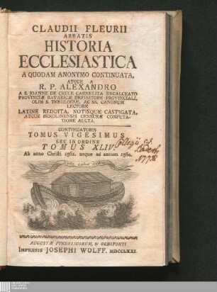 Continuatoris Tomus Vigesimus Seu In Ordine Tomus XLIV.: Ab anno Christi 1561. usque ad annum 1562