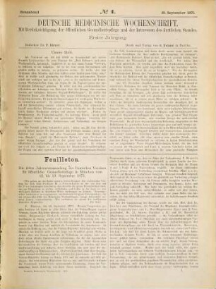 Deutsche medizinische Wochenschrift : DMW. 1/2. 1875/76. - 1877