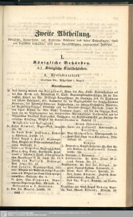 Zweite Abtheilung. Behördenverzeichnis