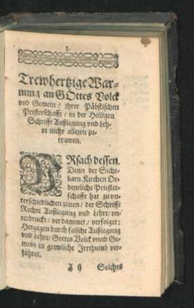 Trewhertzige Warnung an Gottes Volck und Gemein ...