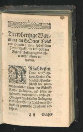 Trewhertzige Warnung an Gottes Volck und Gemein ...
