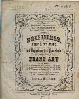 Drei Lieder : für tiefe Stimme mit Begl. d. Pianoforte ; op. 428, 2. Dir nah' möcht' ich begraben sein