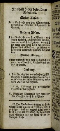 Innhalt dieser besondern Abtheilung.