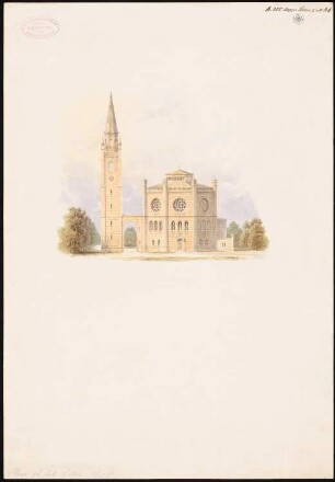 Zentralkirche mit freistehendem Campanile: Perspektivische Ansicht