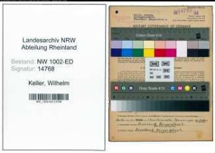 Entnazifizierung Wilhelm Keller, geb. 06.10.1890 (Verkaeufer)