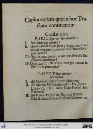 Capita eorum quae in hoc Tractatu continentur.