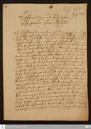 Brief von Friedrich Adolph v. Pistorius an August Hermann Francke.
