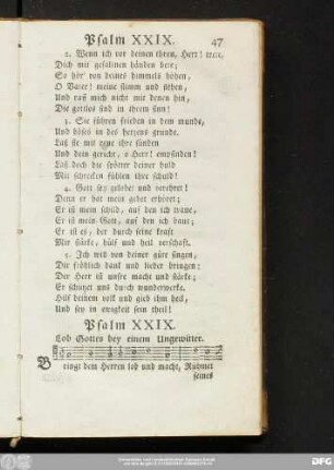 Psalm XXIX. Lob Gottes bey einem Ungewitter.