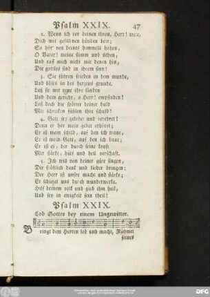 Psalm XXIX. Lob Gottes bey einem Ungewitter.