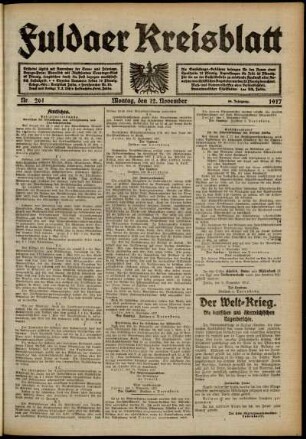 Ausgabe vom Montag, den 12. November 1917.