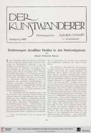 8/9: Zeichnungen deutscher Meister in der Nationalgalerie