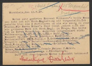 Brief an B. Schott's Söhne : 10.07.1927
