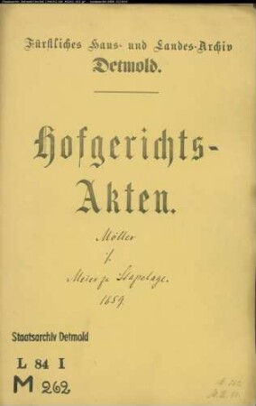 Müller, Johann, Kanzlist gegen Meier zu Stapelage - Schuldforderung