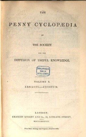 The Penny Cyclopaedia of the Society for the Diffusion of Useful Knowledge, 10. Ernesti - Frustum