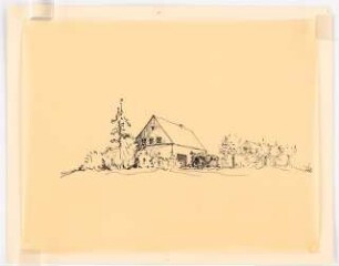 Kleines Wohnhaus: Perspektivische Ansicht von Süden