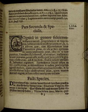 Pars Secunda & Specialis.