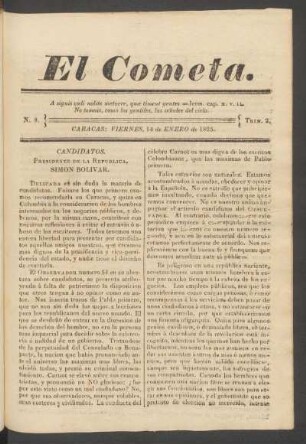Candidatos. : Presidente de la República, Simón Bolívar.