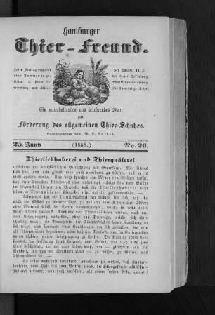 Hamburger Thier-Freund. 25. Juny. (1858.) No. 26.