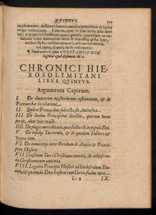 Chronici Hierosolymitani Liber Quintus.