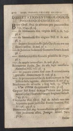 Dissertationes Theologico-Philologico-Exegeticae