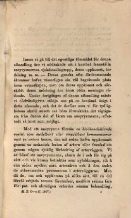Underbindning af Carotis communis för Aneurysma arter. maxillar. intern. : Ett fall från kirurgiska kliniken i Helsingfors ; Akademisk afhandling