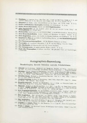 Autographen-Sammlung, Brandenburgica darunter besonders wertvolle Friedericiana