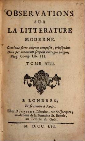 Observations sur la littérature moderne, 8