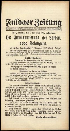 Ausgabe vom Samstag, den 06. November 1915.