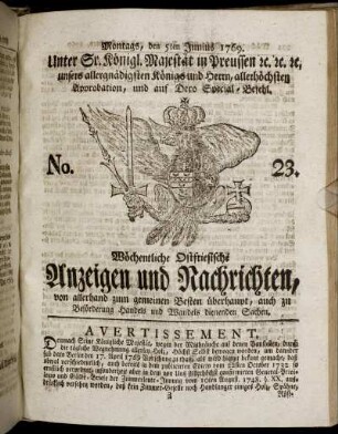 No. 23. Montags, den 5ten Junius 1769.