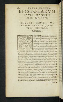 Epistolarum Pauli Manutii Liber Quartus.